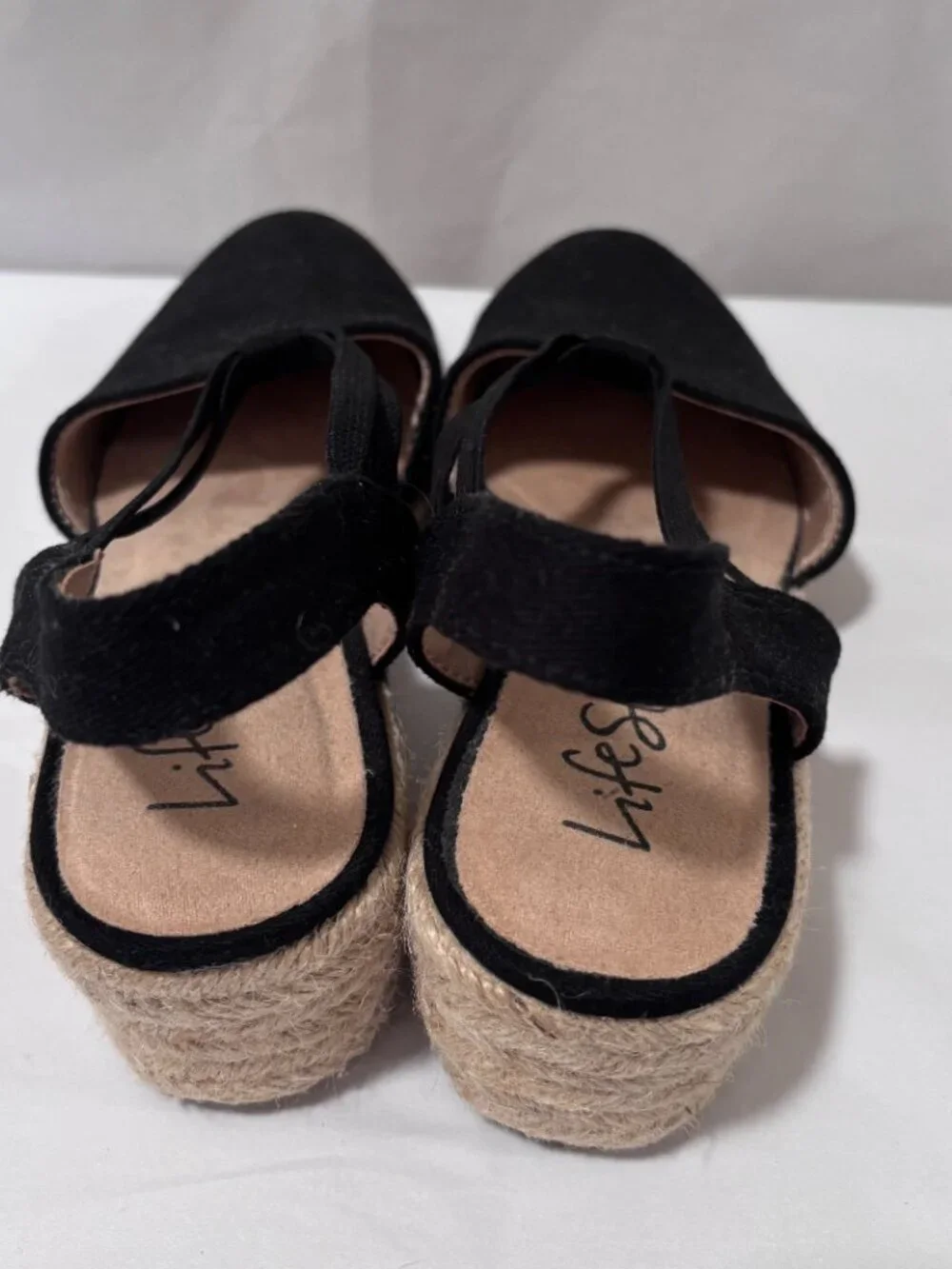 LifeStride Katrina 2 Black Espadrille Wedge Sandals Size 8M Never used